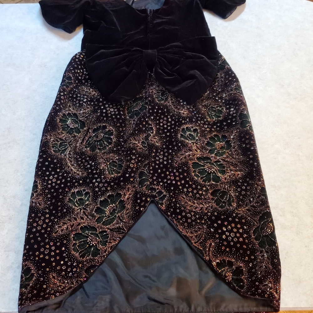 Vintage Jessica McClintock Velvet 80s Party Dress - Picture 9 of 16